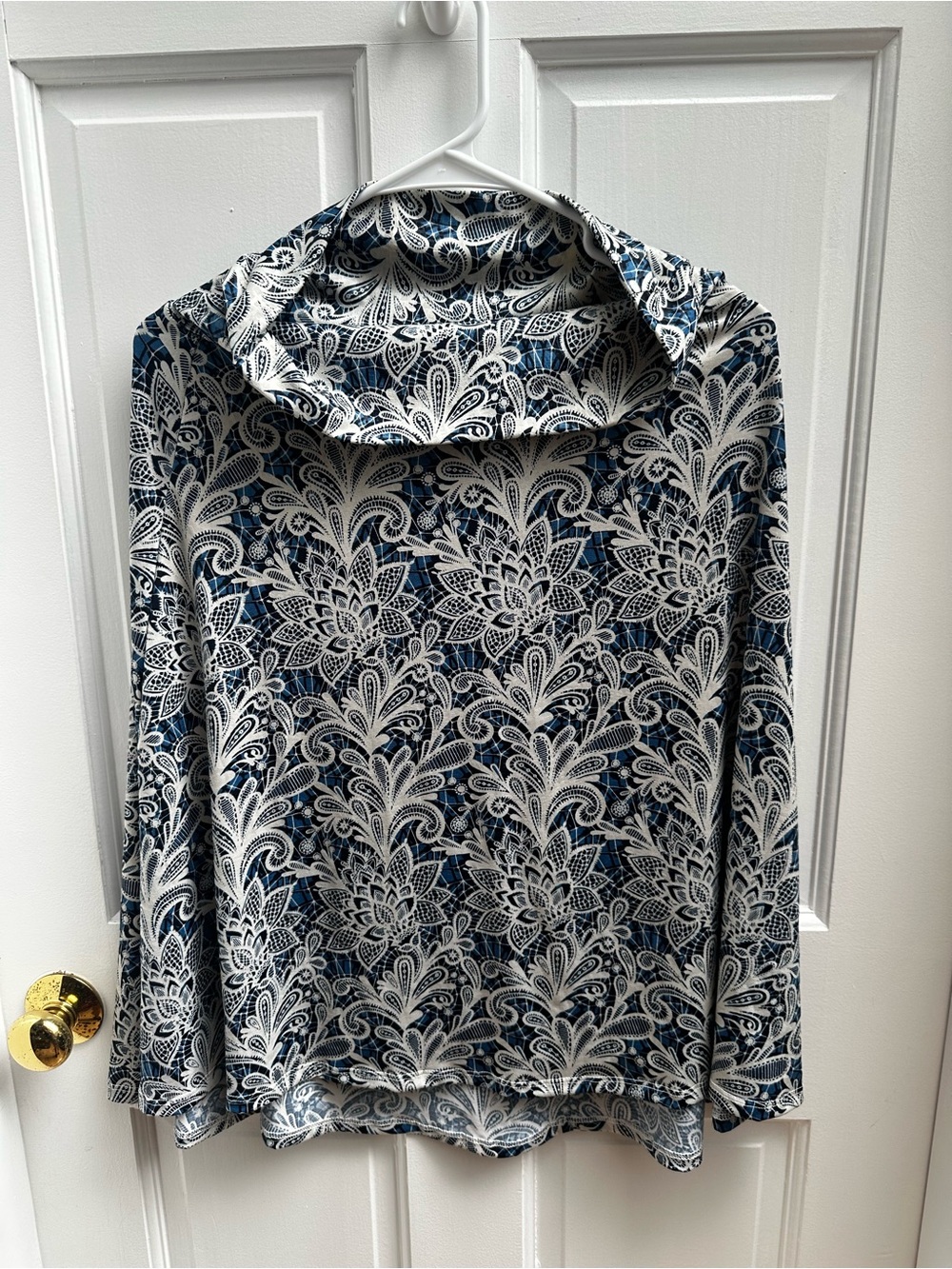 LuLaRoe Azure Blue and White Paisley Skirt